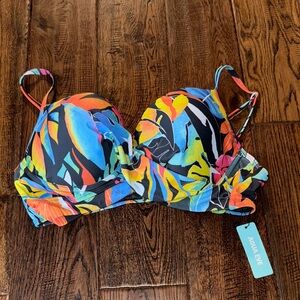 NWT AQUA EVE Colorful Abstract Bikini Bra Size XXL